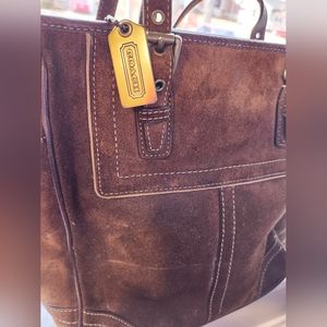 Coach chocolate suede tote